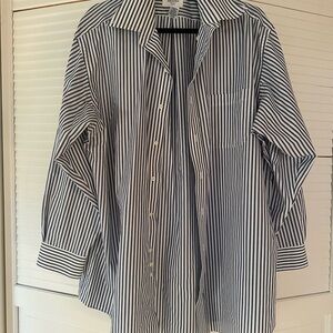 Vintage Brooks 346 Classic Blue and White Striped Men's Shirt
